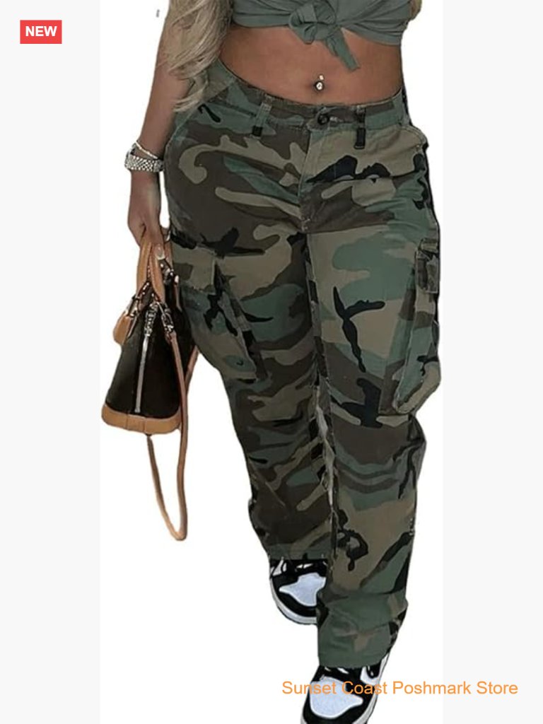 Oversized Camo Cargo Pants Jogger Sweatpants With Pockets